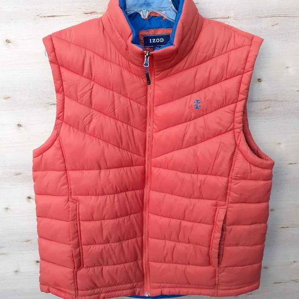 IZOD Puffy Orange Performance Packable Vest LARGE